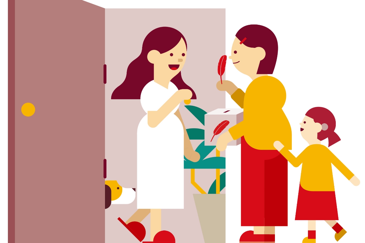 社協支部から各世帯に募金への協力をお願いしている戸別募金の様子